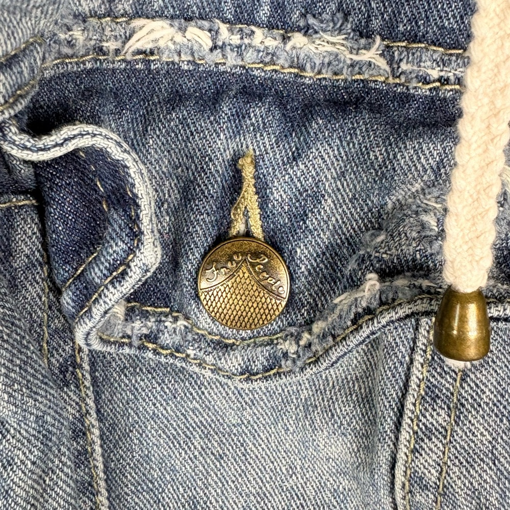Free People Denim Jacket Women’s Hooded - Picture 6 of 12
